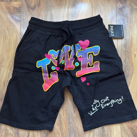 NEW L.O.V.E men's justice shorts in black - Picture 1 of 5